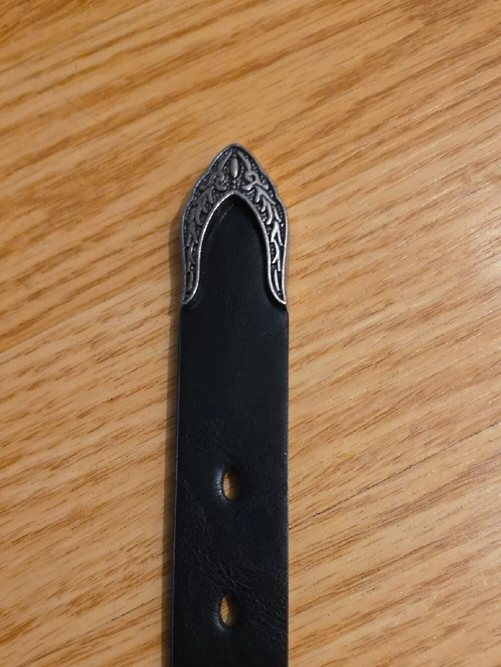 Jessica Simpson Black Leather Belt with Western Style Silver-Tone Buckle